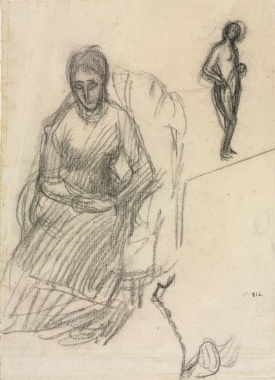 Study of Madame Marie Cantacuzène; Study of Standing Female Nude by Pierre Puvis de Chavannes