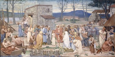 The Childhood of Saint Genevieve by Pierre Puvis de Chavannes
