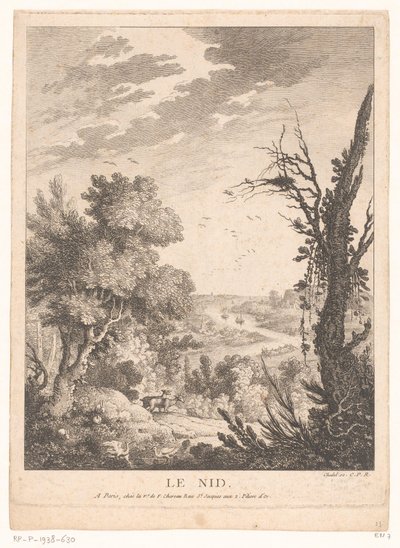 Landscape with Deer, Rabbits, and Birds with a River in the Background by Pierre Quentin Chedel