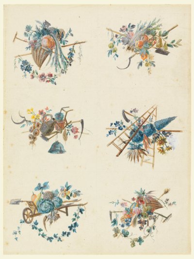 Six Trophies with the Attributes of Gardening by Pierre Ranson