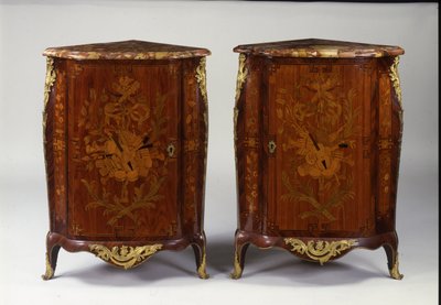 Pair of Louis XV Marquetry Encoignures by Pierre Roussel