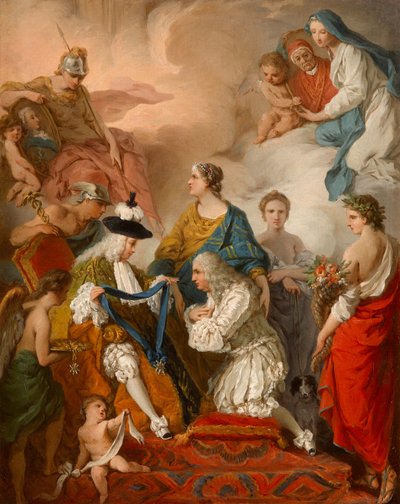 The Duke of Saint Aignan Investing Girolamo Vaini, Prince of Cantalupe and Duke of Selci, with the Insignia of a Knight of the Holy Spirit by Pierre Subleyras