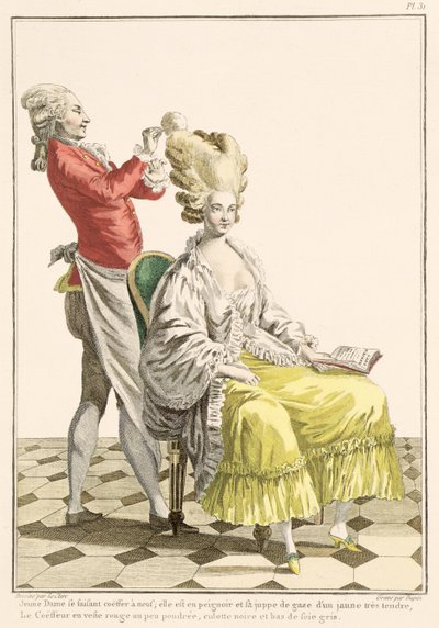A Young Woman in a Peignoir with her Hairdresser, plate 31 from 