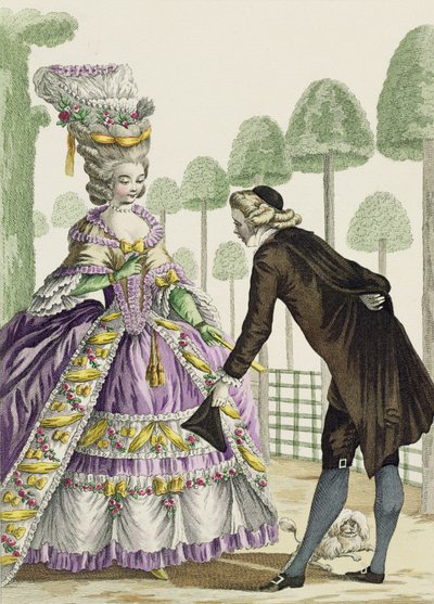 Lady in a Lilac Dress Promenades in the Gardens of the Palais Royal, plate 13 from 