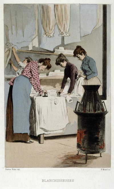 Paris Launderers Work in a Launderette Sweatshop, France by Pierre Vidal