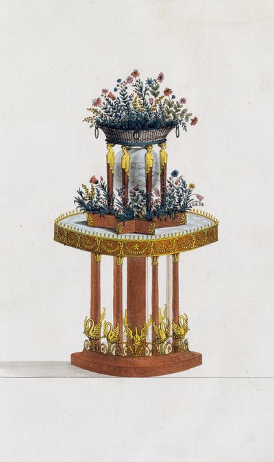 Mahogany and bronze flower stand, plate 287, illustration from Collection of furniture and objects of taste by Pierre de La Mesangere