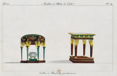 Tables for Flowers or Flower Stands, Plate 84, Illustration from Collection de Meubles et Objects de Gout by Pierre de La Mesangere