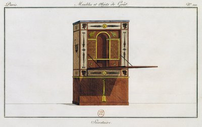 Writing desk, plate 101, illustration from Collection of furniture and objects of taste by Pierre de La Mesangere