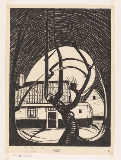 Willow in Front of a House by Piet Egmond (signed by artist)