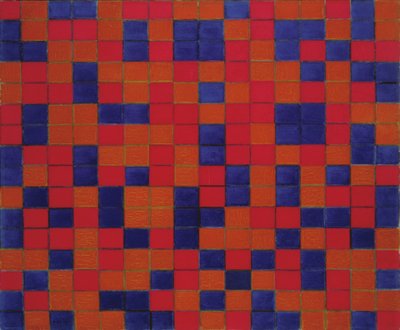 Composition with Grid 8: Checkerboard Composition with Dark Colours by Piet Mondrian