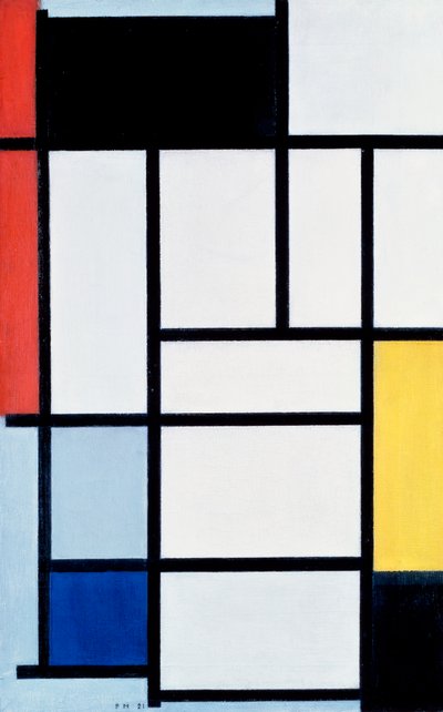 Composition with red, yellow, and blue by Piet Mondrian
