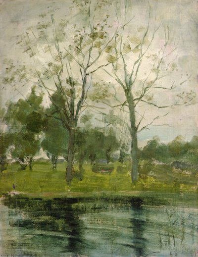 Two Trees Silhouetted behind a Water Course by Piet Mondrian
