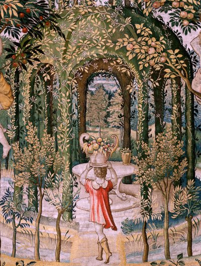 Flemish tapestry. Series Vertumnus and Pomona; Vertumnus transformed into a gardener. Fifth tapestry in the series. Model Circle of Pieter Coecke Van Aelst and Léonard Thiry. Manufacture Unknown workshop, Brussels, before 1560. by Pieter (circle of) Coecke van Aelst