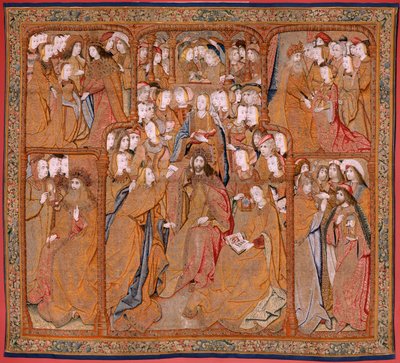 Flemish tapestry. Series Triumphs of the Mother or Paños de Oro. Annunciation. Second tapestry in the series. Model Colin de Cooter (?). Manufacture Pieter van Aelst (or van Edingen), Brussels. Ca 1500-1502. by Pieter (studio of) Coecke van Aelst