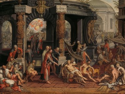 The Healing of a Paralytic at the Pool of Bethesda. 1575 by Pieter Aertsen