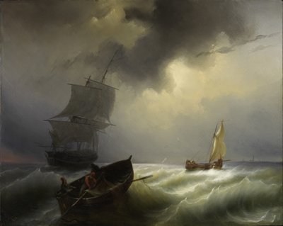 Ships at Sea in a Stiff Wind, 1838 by Pieter Arnout Djixhoorn