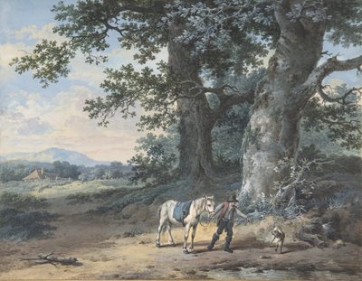 A Peasant Leading his Horse on the Outskirts of a Wood by Pieter Barbiers