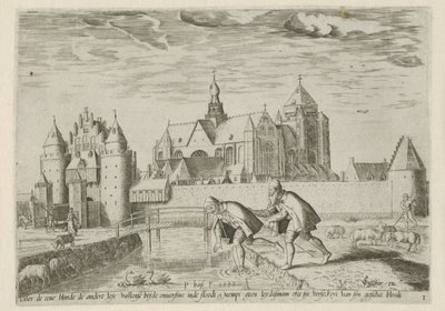 View of Veere, with the Proverb: One Blind Man Leads Another by Pieter Bast