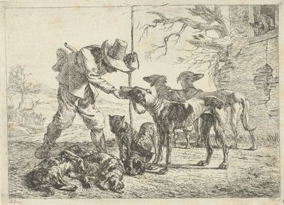 Hunter with Seven Dogs (Various Animals series) by Pieter Bodding van Laer