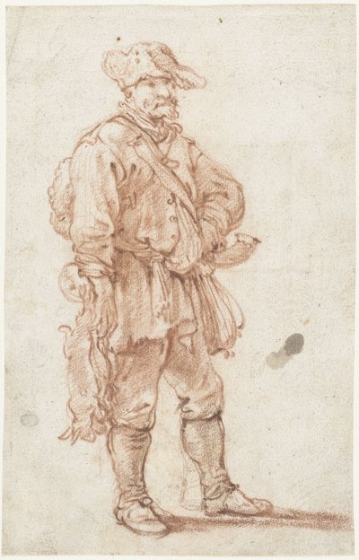 Standing Hunter with Two Dead Hares by Pieter Bout