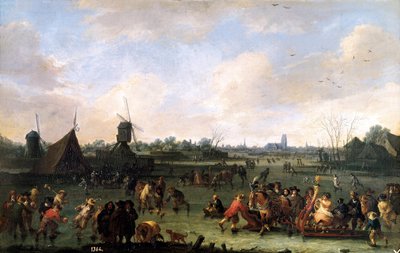 Skaters, Painting by Pieter Bout by Pieter Bouts