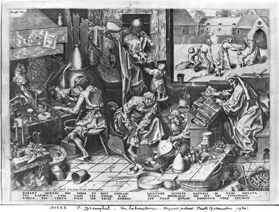 The Alchemist at work, engraved by Hieronymus Cock by Pieter Bruegel the Elder