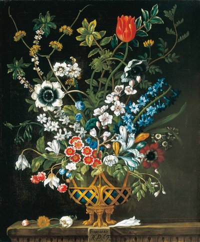 February, from The Twelve Months of Flowers, a floral calendar of still lifes by Pieter Casteels