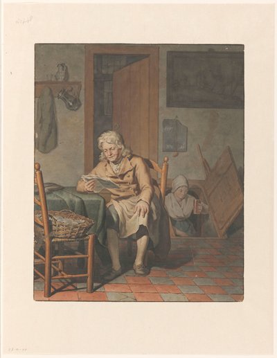 Interior with Reading Man by Pieter Christoffel Wonder