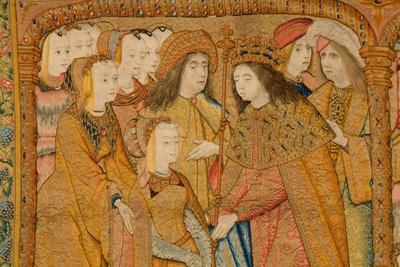 Flemish tapestry. Annunciation. (detail) c.1502-04. by Pieter Coecke van Aelst