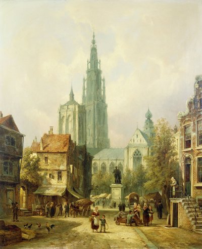 A View of Antwerp by Pieter Cornelis Dommershuijzen