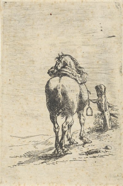 Saddled Horse at a Post by Pieter Cornelisz. Verbeeck