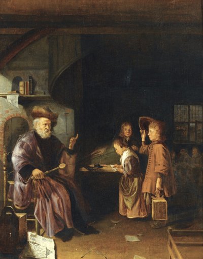 A Schoolmaster Teaching His Pupils in a Classroom by Pieter Cornelisz. van Egmondt