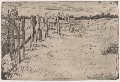 Grazing Cow by a Fence in a Meadow by Pieter Dupont