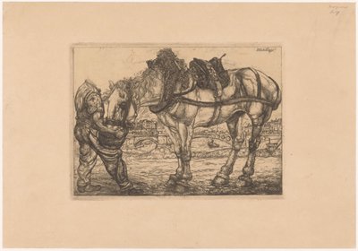 Man Feeding a Horse from a Bucket (series title: L
