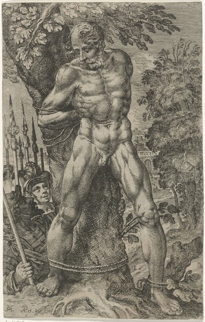 Achior Tied to a Tree by Pieter Feddes van Harlingen