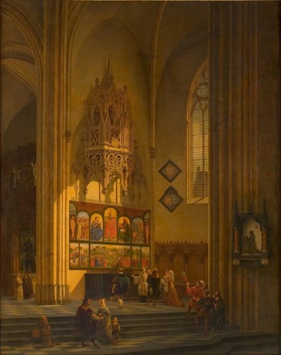 Albrecht Dürer before the Ghent Altarpiece by Pieter Frans De Noter
