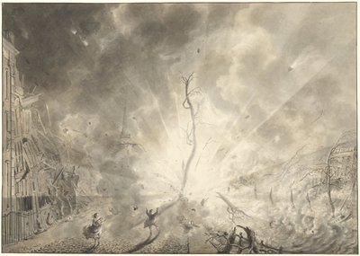 The Gunpowder Disaster in Leiden, January 12, 1807 by Pieter Gerardus van Os (signed by artist)