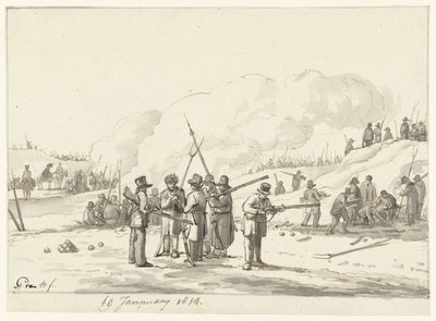 Camp of Citizens in the Dunes of North Holland, 19 January 1814 by Pieter Gerardus van Os (signed by artist)