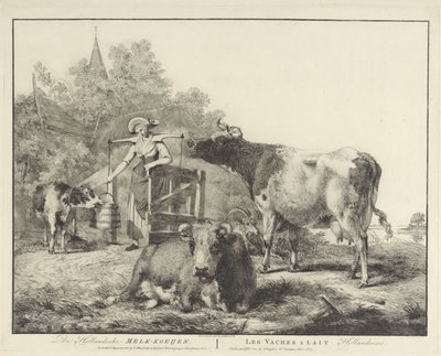 Cows and a Milkmaid (title on object: The Dutch Milk Cows) by Pieter Gerardus van Os