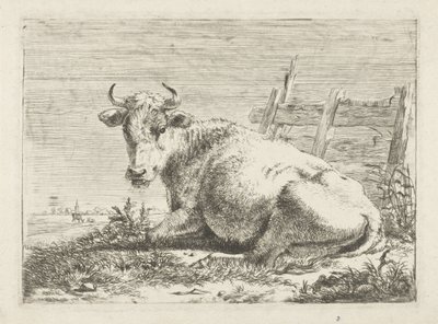 Lying Cow by a Fence by Pieter Gerardus van Os