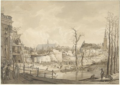 Ruins on the North Side of the Steenschuur after the Gunpowder Explosion in Leiden, January 12, 1807 by Pieter Gerardus van Os