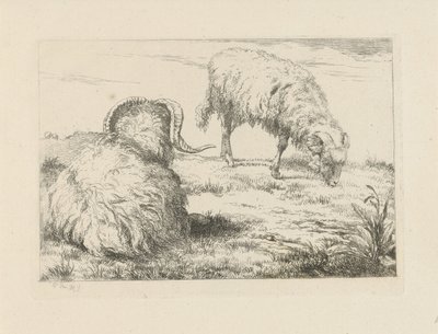 Two Rams in the Meadow (Sheep and Goats series) by Pieter Gerardus van Os