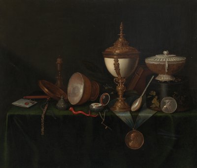 Still Life with Ostrich Egg Cup and the Whitfield Heirlooms by Pieter Gerritsz van Roestraeten
