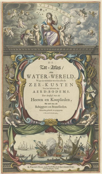 Title Page for Pieter Goos, The Sea Atlas or Water World, 1668 by Pieter Goos