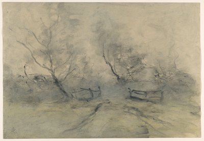 Forest Edge with a Fence by Pieter H.J.J. Ras (signed by artist)