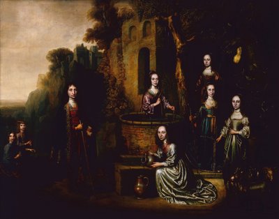 Group Portrait of a Gentleman and a Lady with Four Ladies in Attendance by Pieter Harmansz Verelst