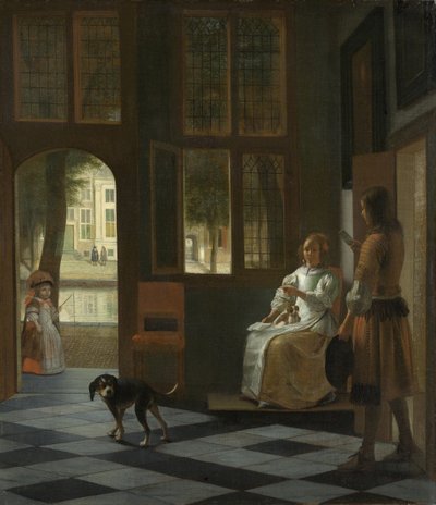 A Woman Directing a Young Man With a Letter by Pieter Hooch de