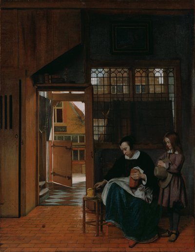 A Woman Preparing Bread and Butter for a Boy by Pieter Hooch de