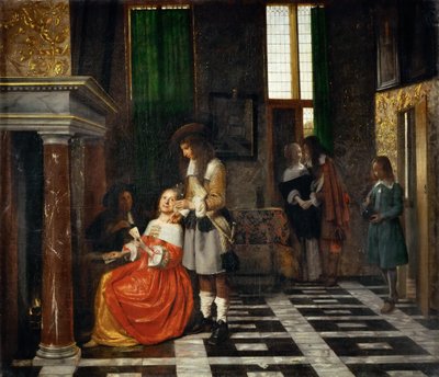 Card Players in an Opulent Interior by Pieter Hooch de