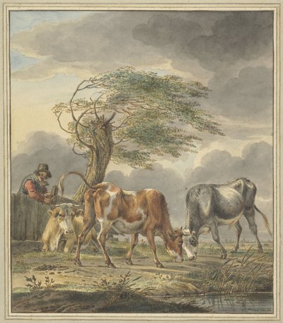 Two Young Bulls and a Cow by Pieter Janson
